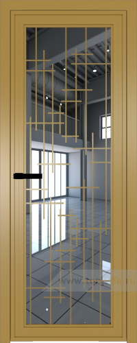 Дверь со стеклом ProfilDoors алюминиевая AGP 1 с профилем Золото с рисунком 6 (Зеркало)