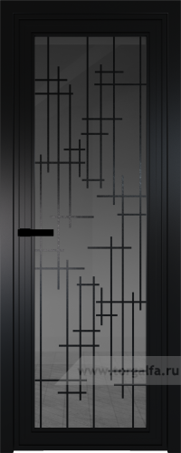 Дверь со стеклом ProfilDoors алюминиевая AGP 1 с профилем Черный матовый RAL9005 с рисунком 6 (Тонированное)