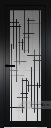 Дверь со стеклом ProfilDoors алюминиевая AGP 1 с профилем Черный матовый RAL9005 с рисунком 6 (Матовое)