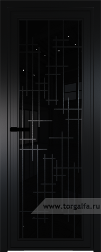 Дверь со стеклом ProfilDoors алюминиевая AGP 1 с профилем Черный матовый RAL9005 с рисунком 6 (Черный триплекс)