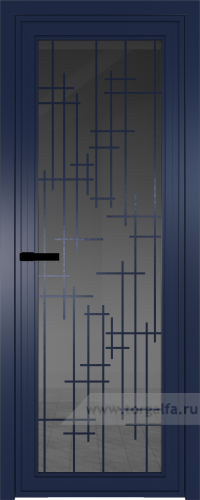 Дверь со стеклом ProfilDoors алюминиевая AGP 1 с профилем Cиний матовый RAL5003 с рисунком 6 (Тонированное)