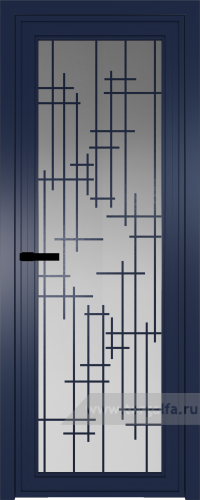 Дверь со стеклом ProfilDoors алюминиевая AGP 1 с профилем Cиний матовый RAL5003 с рисунком 6 (Матовое)