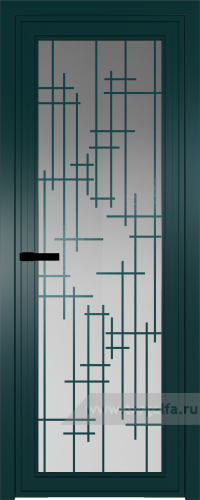 Дверь со стеклом ProfilDoors алюминиевая AGP 1 с профилем Зеленый матовый RAL6004 с рисунком 6 (Матовое)