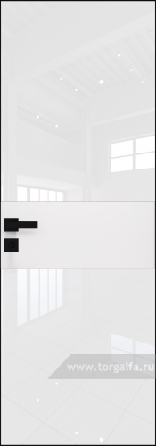 Дверь со стеклом ProfilDoors алюминиевая 5AGK с кромкой Черный матовый вставка Вайт (RAL 110 96 02) (Lacobel Белый лак)
