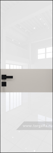 Дверь со стеклом ProfilDoors алюминиевая 5AGK с кромкой Черный матовый вставка Кремовая Магнолия (RAL 120-04) (Lacobel Белый лак)