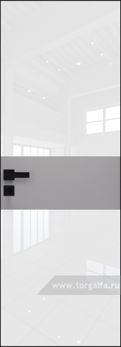 Дверь со стеклом ProfilDoors алюминиевая 5AGK с кромкой Черный матовый вставка Лайт Грей (RAL 870-01) (Lacobel Белый лак)