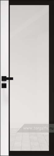 Дверь со стеклом ProfilDoors алюминиевая 6AGK с кромкой Черный матовый вставка Вайт (RAL 110 96 02) (Планибель б.цв., черный прокрас)