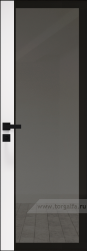 Дверь со стеклом ProfilDoors алюминиевая 6AGK с кромкой Черный матовый вставка Вайт (RAL 110 96 02) (Планибель графит, черный прокрас)