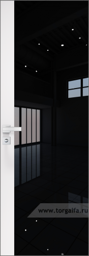 Дверь со стеклом ProfilDoors алюминиевая 6AGK с кромкой Матовая вставка Вайт (RAL 110 96 02) (Lacobel Черный лак)