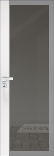 Дверь со стеклом ProfilDoors алюминиевая 6AGK с кромкой Матовая вставка Вайт (RAL 110 96 02) (Планибель графит, серый прокрас)