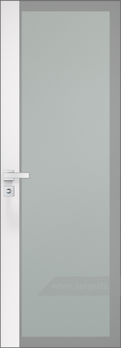 Дверь со стеклом ProfilDoors алюминиевая 6AGK с кромкой Матовая вставка Вайт (RAL 110 96 02) (Мателюкс, серый прокрас)