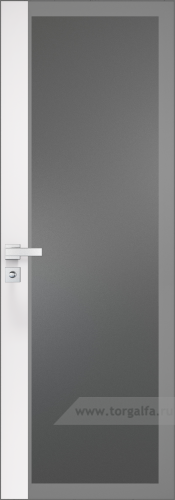Дверь со стеклом ProfilDoors алюминиевая 6AGK с кромкой Матовая вставка Вайт (RAL 110 96 02) (Мателюкс графит, серый прокрас)