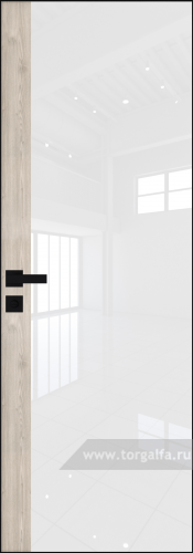 Дверь со стеклом ProfilDoors алюминиевая 6AGK с кромкой Черный матовый вставка Каштан светлый (Lacobel Белый лак)
