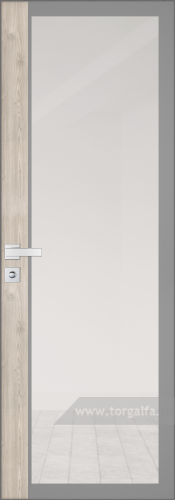 Дверь со стеклом ProfilDoors алюминиевая 6AGK с кромкой Матовая вставка Каштан светлый (Планибель б.цв., серый прокрас)