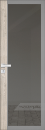 Дверь со стеклом ProfilDoors алюминиевая 6AGK с кромкой Матовая вставка Каштан светлый (Планибель графит, серый прокрас)