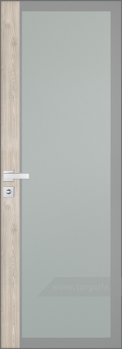 Дверь со стеклом ProfilDoors алюминиевая 6AGK с кромкой Матовая вставка Каштан светлый (Мателюкс, серый прокрас)