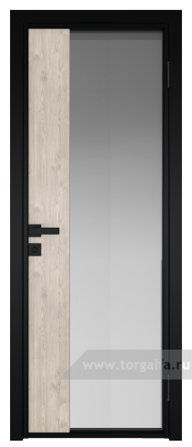 Дверь со стеклом ProfilDoors алюминиевая 7AG с профилем Черный матовый RAL9005 вставка Каштан светлый (Матовое)