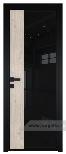 Дверь со стеклом ProfilDoors алюминиевая 7AG с профилем Черный матовый RAL9005 вставка Каштан светлый (Черный триплекс)