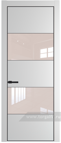 Дверь со стеклом ProfilDoors 22PA Lacobel Перламутровый лак с профилем Черный матовый RAL9005 (Крем Вайт (RAL 120-02))
