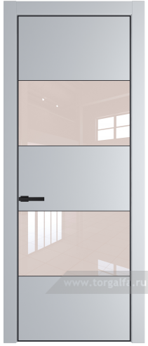 Дверь со стеклом ProfilDoors 22PA Lacobel Перламутровый лак с профилем Черный матовый RAL9005 (Лайт Грей (RAL 870-01))