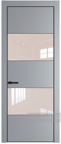 Дверь со стеклом ProfilDoors 22PA Lacobel Перламутровый лак с профилем Черный матовый RAL9005 (Смоки (RAL 870-02))
