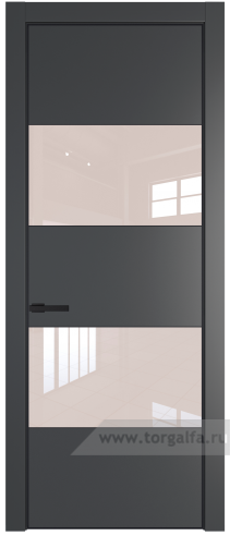 Дверь со стеклом ProfilDoors 22PA Lacobel Перламутровый лак с профилем Черный матовый RAL9005 (Графит (Pantone 425С))
