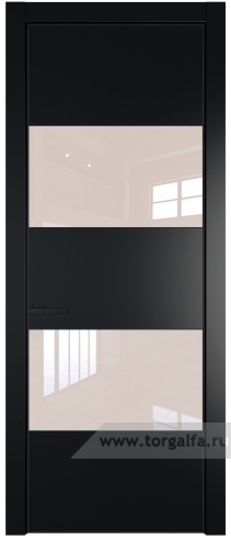 Дверь со стеклом ProfilDoors 22PA Lacobel Перламутровый лак с профилем Черный матовый RAL9005 (Блэк)