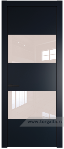 Дверь со стеклом ProfilDoors 22PA Lacobel Перламутровый лак с профилем Черный матовый RAL9005 (Нэви Блу (RAL 7016))