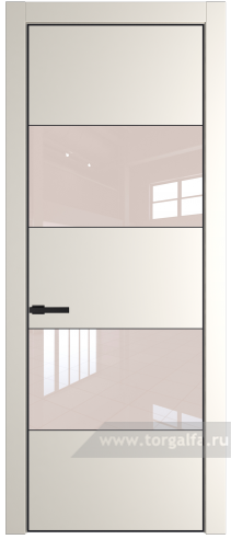 Дверь со стеклом ProfilDoors 22PA Lacobel Перламутровый лак с профилем Черный матовый RAL9005 (Перламутр белый)