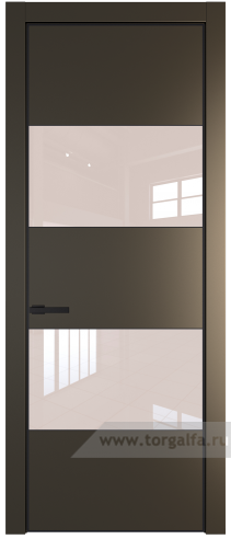 Дверь со стеклом ProfilDoors 22PA Lacobel Перламутровый лак с профилем Черный матовый RAL9005 (Перламутр бронза)