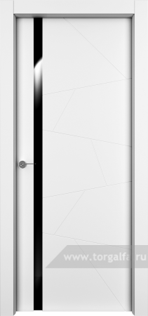 Дверь со стеклом Ofram (Офрам) Берген Berg стекло черное (Белая эмаль)