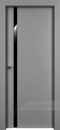 Дверь со стеклом Ofram (Офрам) Берген Berg стекло черное (Серая эмаль)