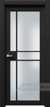 Дверь со стеклом Ofram (Офрам) Ронда Rond2R5s (Черная эмаль)