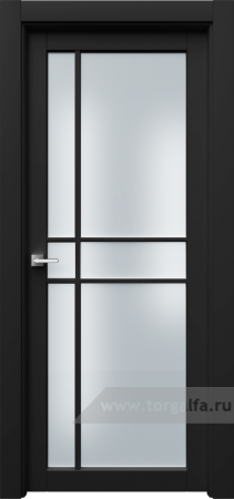 Дверь со стеклом Ofram (Офрам) Ронда Rond2R6s (Черная эмаль)