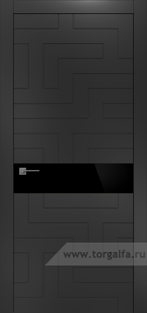 Дверь со стеклом Ofram (Офрам) Лабиринт Lab (Черная эмаль)
