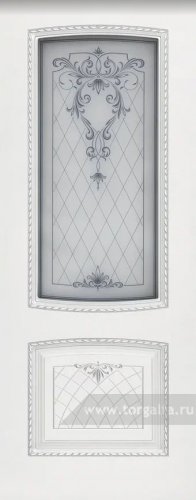 Дверь со стеклом Шейл Дорс Симфония 2 В3 2 патина Серебро (Белый)