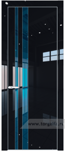 Дверь мдф 20LE Зеркало Blue с кромкой Серебро