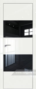 Межкомнатная дверь мдф 22LE Lacobel Черный лак с кромкой Серебро