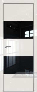 Межкомнатная дверь мдф 22LE Lacobel Черный лак с кромкой Серебро