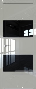 Межкомнатная дверь мдф 22LE Lacobel Черный лак с кромкой Серебро