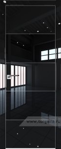 Межкомнатная дверь мдф 22LE Lacobel Черный лак с кромкой Серебро