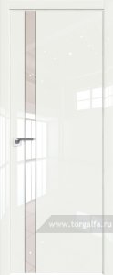 Белая дверь со стеклом 18LW Lacobel Перламутровый лак с молдингом Серебро