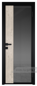 Алюминиевая 7AG с профилем Черный матовый RAL9005 вставка Каштан светлый
